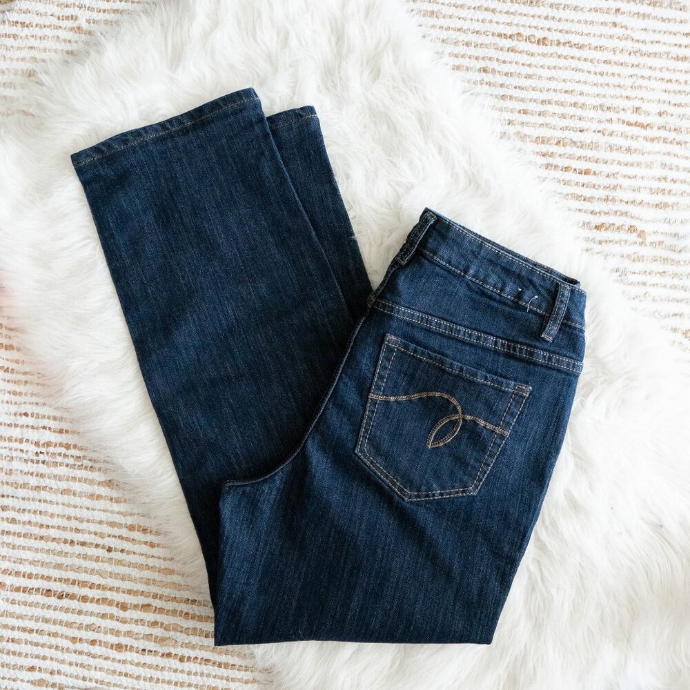 Avenue Women’s Jeans Size 14A Straight Leg Dark Wash Stretch Denim Mid Rise